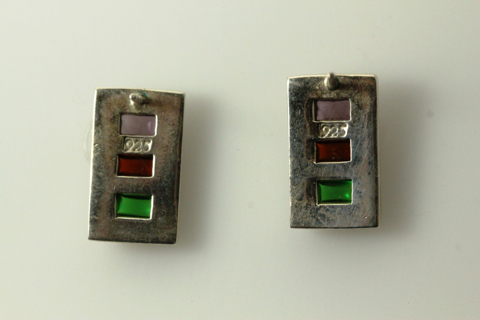 Sterling Silver 925 Rectangle Shaped Earrings Wit… - image 12