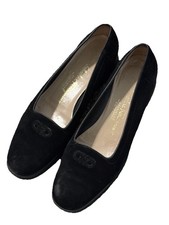 Vintage Salvatore Ferragamo Women s Black Suede Gancini Loafers Size 9.5 Black