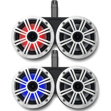 Black Kicker Dual Wake Tower System Kicker White 6.5" Marine RGB LED Speakers