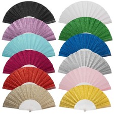 SiissaPeksid 12 Pack Handheld Fan,Folding Hand Glitter fan Compact, Mixed