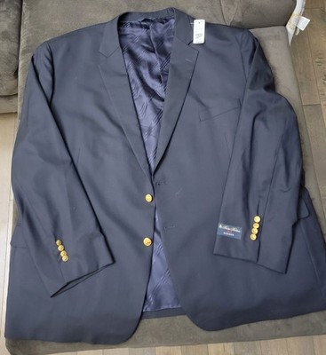 Brooks Brothers 1818 Madison Blazer 48R Navy Gold Button Loro Piana Wool NOTE