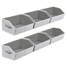 Closet Organizers Bins 6 Packs - Large Closet Shelf Organizer with Handles, F...