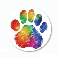 RAINBOW PAW PRINT FAVORS SCRAPBOOK STICKERS DOG ENVELOPE SEALS MAILING LABELS