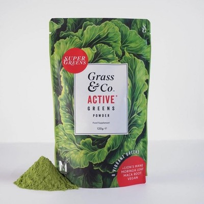 Grass and Co ACTIVE Super Greens Pulver mit Löwenmähne & Maca Wurzel - 120g