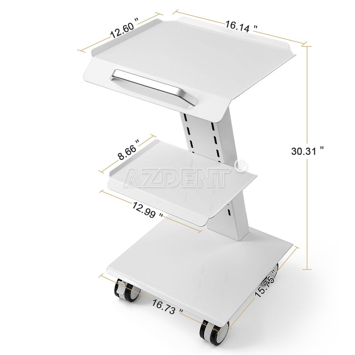 Dental Mobile Tool Cart Trolley 3-Layer Double-Drawer Medical Cart power socket