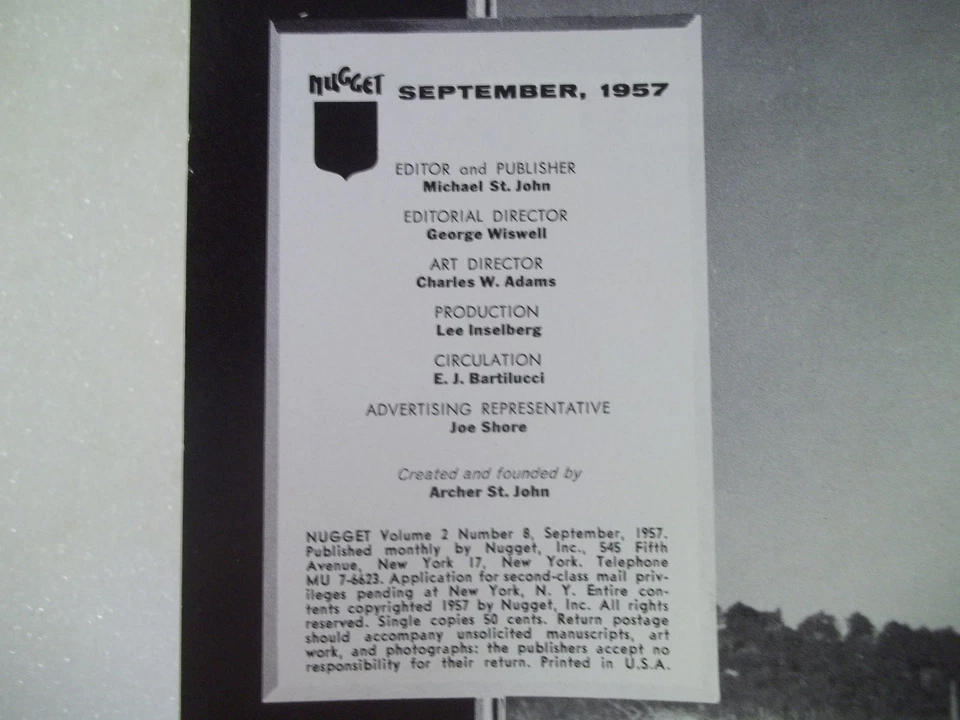 Nugget Vol. 2 #8, SEPTEMBER 1957, BRIGITTE BARDOT,DUKE ELLINGTON,TINA LOUISE - Image 3 of 4