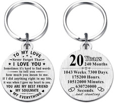 20Th Wedding Anniversary Keychain Gifts Steel Engraved 20 Year Anniversary De...