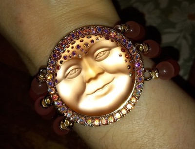 Meerblick HELLROSA Nebel MOND Armband STRASS Kristall PERLEN Stretch GLAM Fab