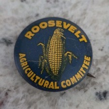 Vinyage FDR Agricultural Campaign Button Corn Design Franklin D Roosevelt 1930s