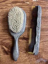 GODINGER Silver Plated 2 Piece Dresser Vanity Set 1987 Vintage Brush And Comb