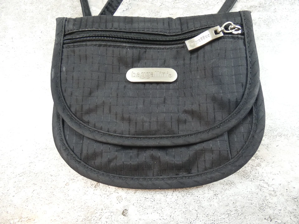 Bolso Baggallini Mini Cintura Negro Pequeño Bandolera Viaje Minimalista Cremallera Cartera Foto 2 de 4