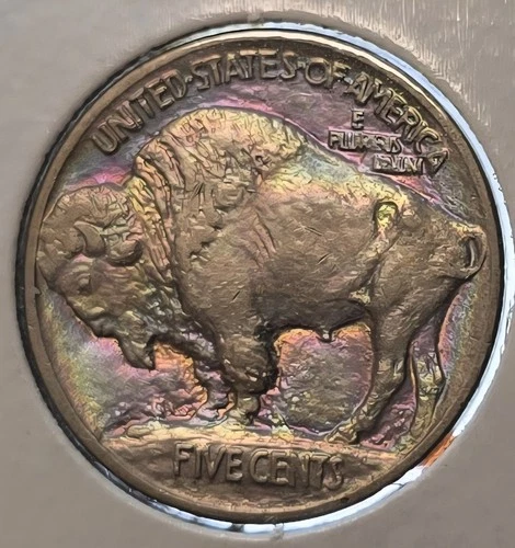 1913-P Type 1 Buffalo Nickel Doubled Date Gem BU Blazer Rainbow Tone So Nice