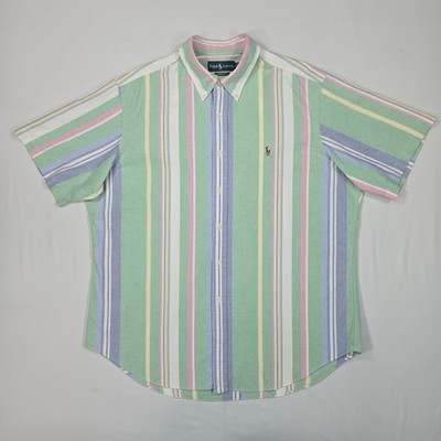 Ralph Lauren Men XL Coastal Prep Pastel Striped Button Down Shirt Classic Fit