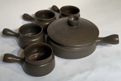 Denby Langley Sherwood Mid Century Lidded Casserole And 4 Soup Dishes/Bowls