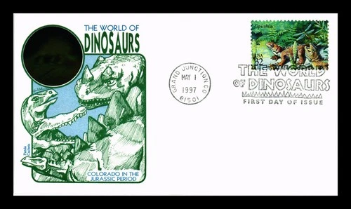 US COVER OPISTHIAS WORLD OF DINOSAURS FDC PANDA THERMOGRAPHED CACHET