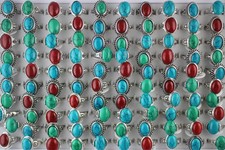 32pcs Wholesale Bulk Lots Assorted Natural Stone Fashion Jewelry Ladies Rings