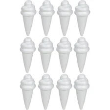 12-Pack Ice Cream Shaped Craft Foam for DIY Art, White Polystyrene Foam, 6x2.5"