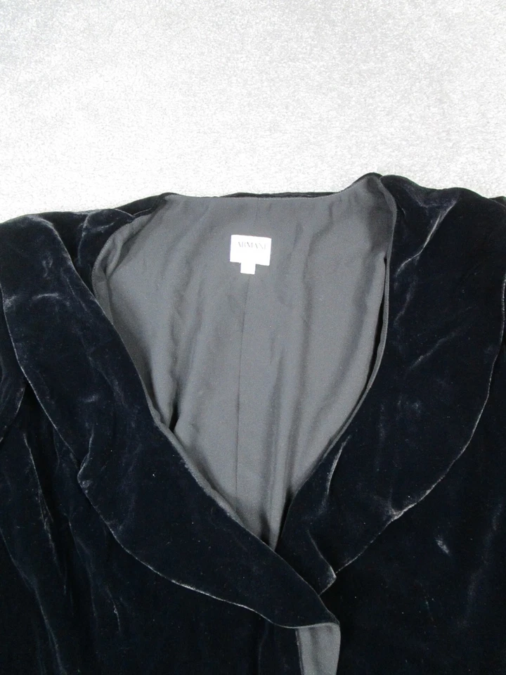 Armani Collezioni Jacket Womens 12 Black Velvet Blazer  - Image 2 of 4