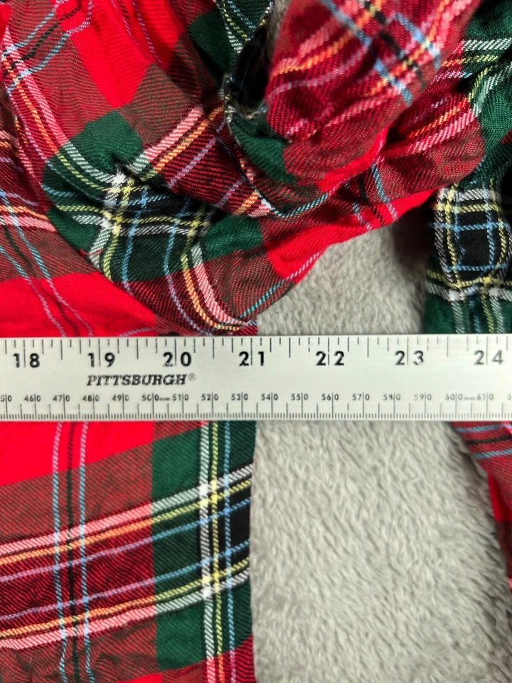 Crown & Ivy Womens Medium Top Red Plaid Shirt Long Sleeve Collard Popover Ladies - Image 2 of 4