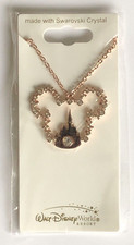 Disney Arribas Rose Gold Tone Mickey Castle Swarovski Crystal Necklace NWT B4-24