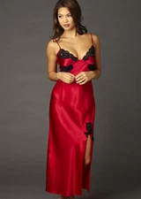 Le Tresor Long Silk Gown By Julianna Rae ~ Color: Scarlet (Red) ~ Size M