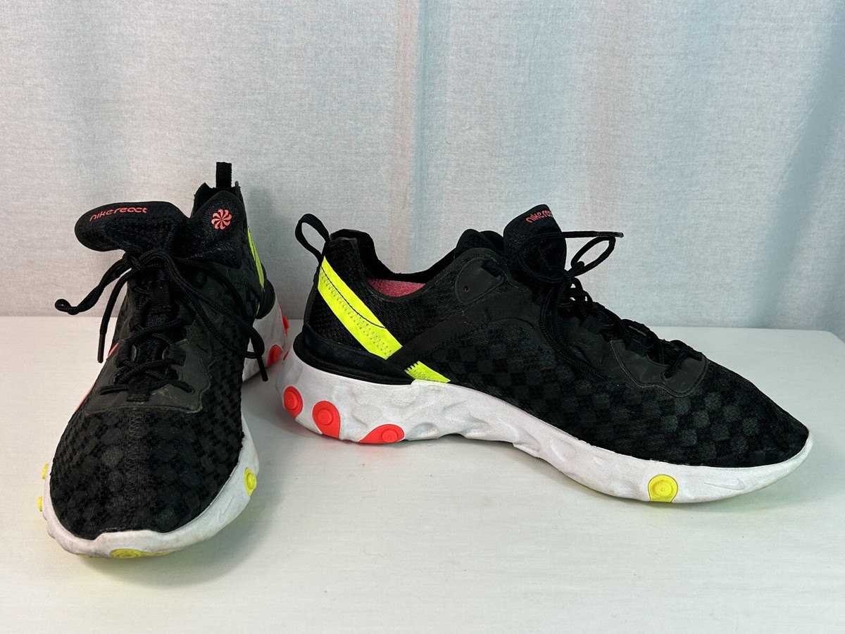 Nike React Element 55 Size 11.5 Mens Checkered Crimson Volt