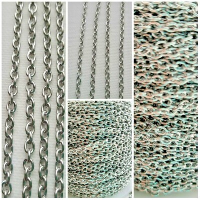 304 Stainless Steel Oval Cable Chain - Jewelry Making Finding (1m, 3m, 5m Lengths)