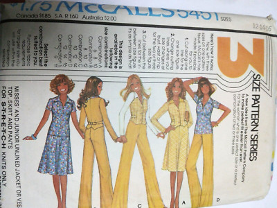 Jacket Vest Top Skirt Pants 12 14 16 McCalls 5451 Sewing Pattern ...
