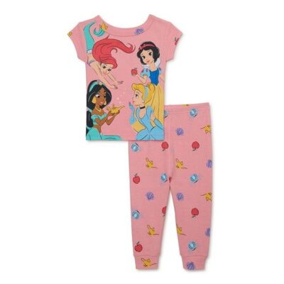 Pink Princess Pyjamas Disney Princess Girl's Character Pink Short-Sleeved Pajama Set | eBay