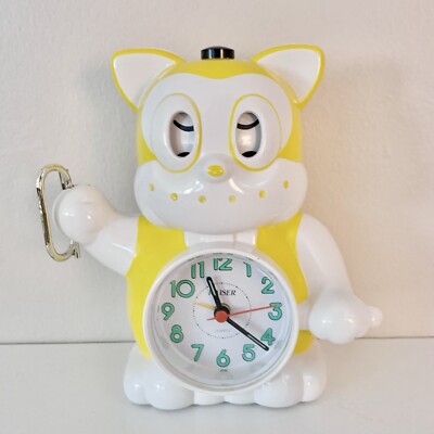 Vintage Rare Japanese Norakuro Rhythm Alarm Yellow Cat Dog Alarm