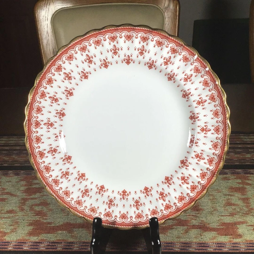 Spode Fleur de Lys Red Plate 23.5cm 6 Set - Image 2 of 4