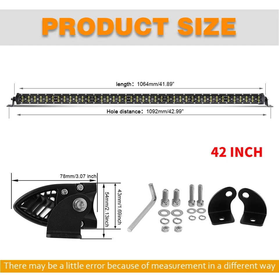 Barra de luz LED doble fila 42"" punto de conducción todoterreno inundación para Jeep Compass Wrangler Foto 2 de 4