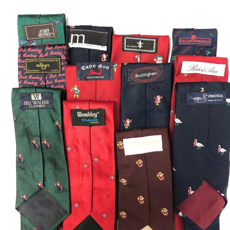 LOTE de 14 piezas Corbata Estrecha MoD Artesanía Navidad Años 60 SANTA De Colección NAVIDAD Armario Foto 2 de 4