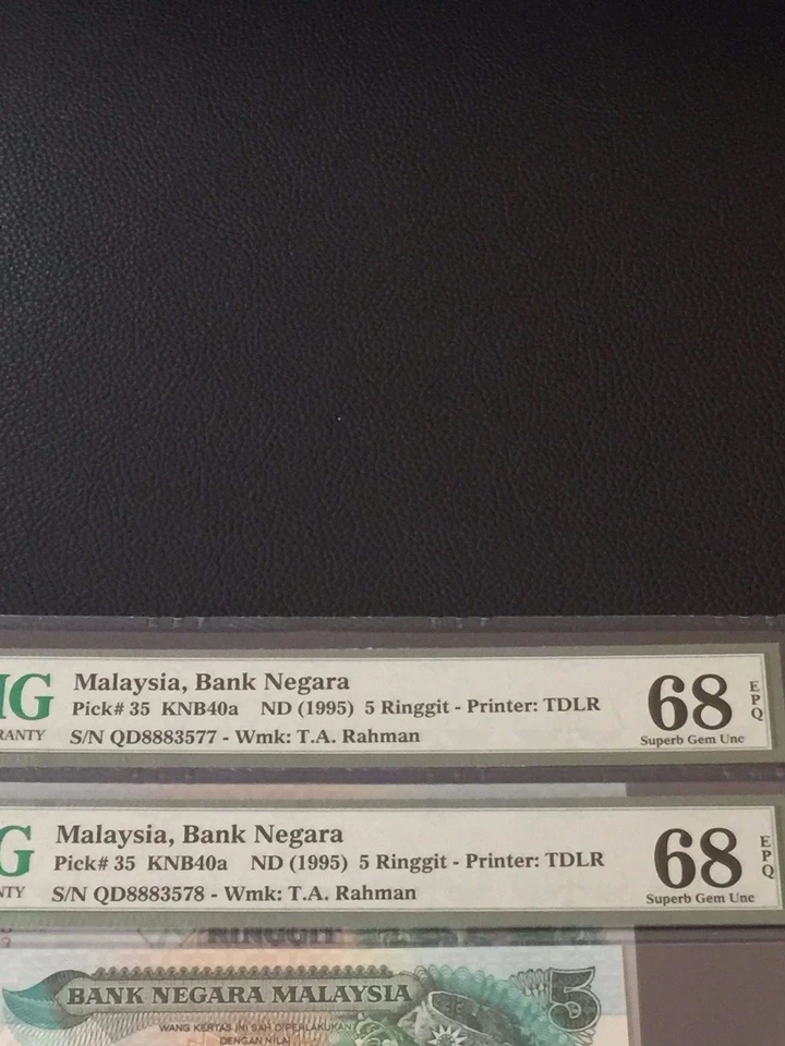 ND(1995) Malaysia 7th series Bank Negara RM5 Ringgit P-35 PMG 68 EPQ Pair - Image 4 of 4