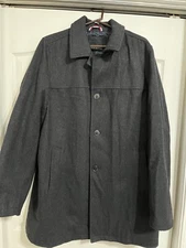 Tommy Hilfiger  Gray Wool Blend Car Coat Jacket Quilted Linning Men’s XLT