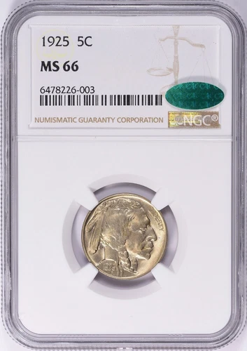 USA SELLER  1925  NGC  66 CAC Sticker   BUFFALO NICKEL FREE SHIPPING US ONLY