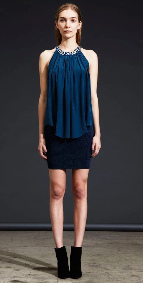 CUT 25 Patterned STRETCH Legion SKIRT Jacquard KNIT Techno MINI ( L ) - Image 3 of 4