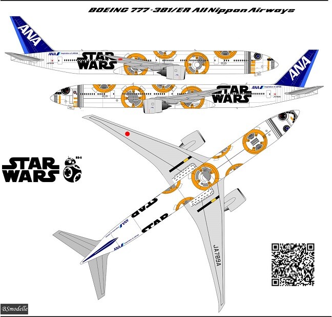 BSmodelle 144471 - 1/144 Boeing 777-300ER ANA Star Wars decal for
