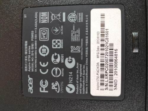 Acer 5750 Core i5 2450M 2.50GHz SSD 120GB RAM 4GB 15.6-inch - Picture 3 of 9