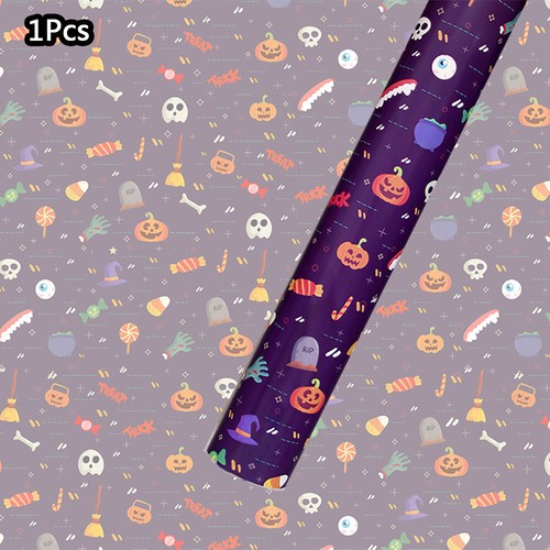 Halloween Pumpkin Ghost Web Gift Wrapping Paper Sheet Gifts Packaging Supplies - Picture 8 of 29