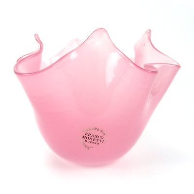 Franco Moretti Glas Vase Alabastro Opalina Murano Italy Fazzoletto Handkerchief