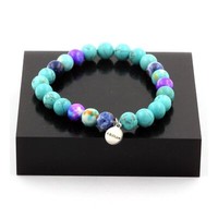Mineralien Und Edelsteine. Armband Perlen TüRkis + Lila Blauer Jaspis +