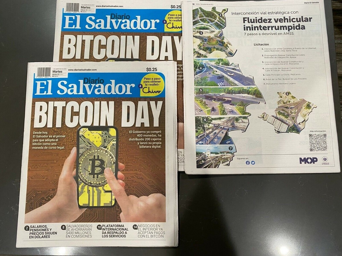 Newspaper, Bitcoin, 9/7/2021, El Salvador Diario, Bitcoin Day,