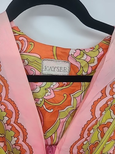 Vintage 1960s Kayser Dressing Gown Robe, Quilted Maxi, Med. Retro Dress - Picture 7 of 24