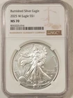 2025-W $1 BURNISHED AMERICAN SILVER EAGLE, 1 OZ .999 - NGC MS-70