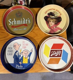 Lot of Vintage Metal Beer Tray Advertising Set Of 4