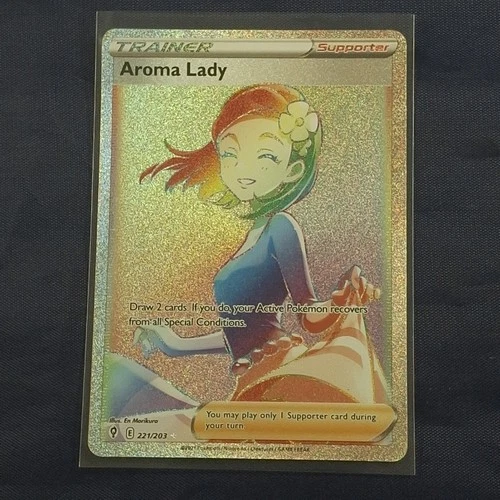 AROMA LADY 221/203 RAINBOW RARE EVOLVING SKIES POKEMON HOLO NEAR MINT