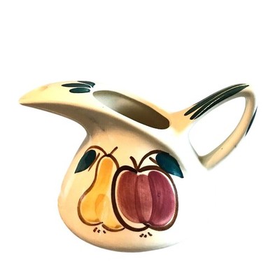 Vintage Purinton Pottery Jug Pitcher Fruit Pattern Apple Pear Ice Lip Slipware