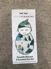 Little Sleepies MOUNTAIN MIST Swaddle Blanket Hat NEW