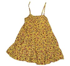 Old Navy Floral Tiered Mini Dress Mustard Yellow Boho Cami Dress Size L Pockets